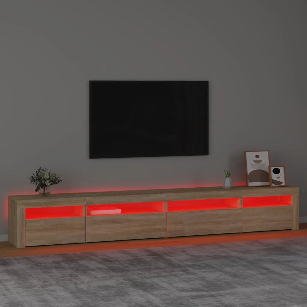 Mobile Porta TV con Luci LED-Credenza per TV Rovere Sonoma 270x35x40 cm