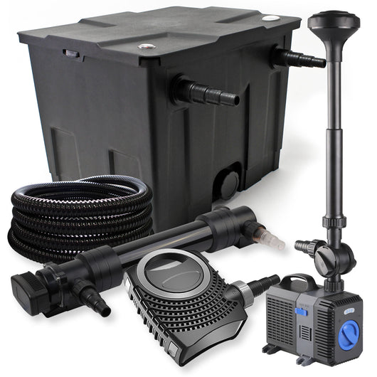 Set Filtro a 1 camera 12000l Chiarificatore UVC 36W Pompa NEO10000 80W Tubo Fontana