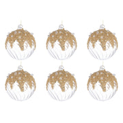 Palline di Natale in Vetro Trasparenti con Decorazioni Oro Beautity Diametro: 80 mm