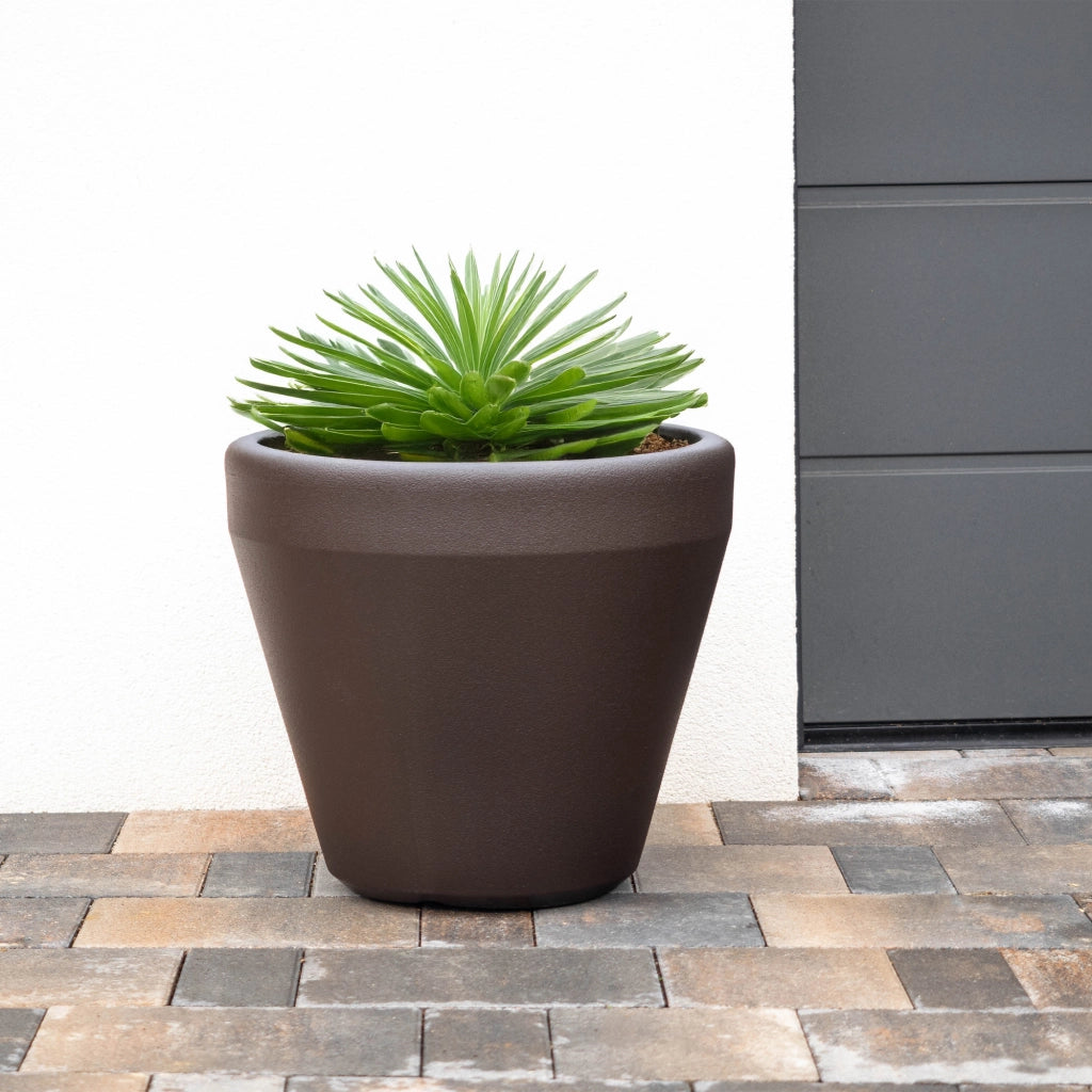 Vaso da fiori KADAX, grande, rotondo, per giardino e terrazzo, marrone, 39 cm