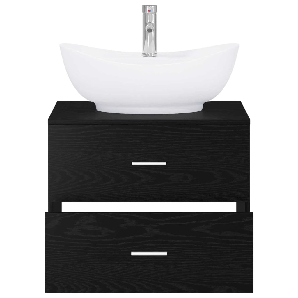 Set di mobili per il bagno Rovere Nero Legno ingegnerizzato 3404399