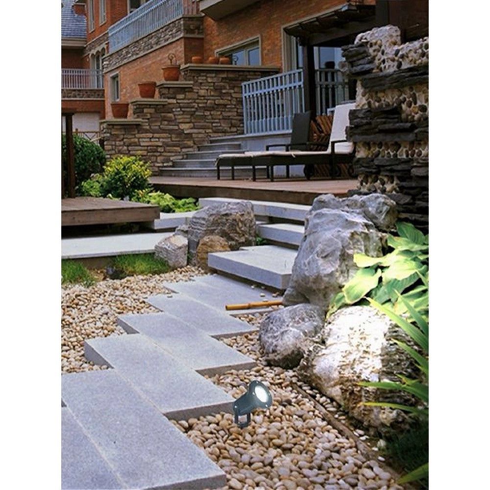 Trade Shop - Faretto Con Picchetto Per Esterno Da Giardino Con Staffa Parete Proiettore Es12 - Nero