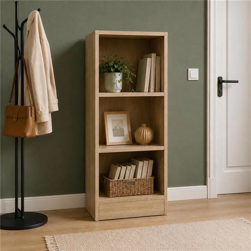LIBRERIA IN LEGNO CON 3 RIPIANI COLORE ROVERE DIMENSIONI 60X24X120 CM