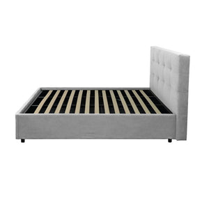 Letto singolo con contenitore Ascoli 102x210x124H tessuto Enjoy grigio