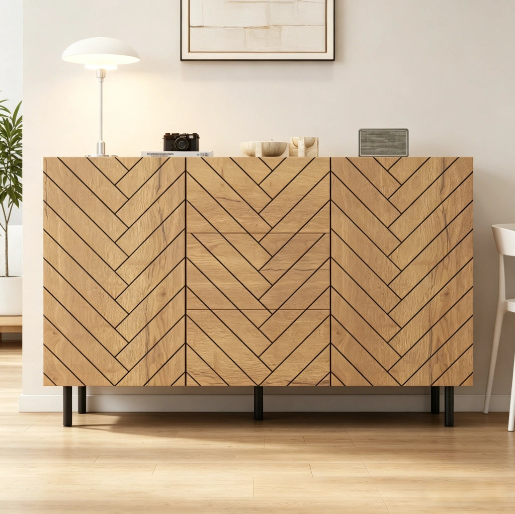 Sideboard 120x40x76 cm con 3 cassetti e 2 armadietti