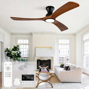 Ventilatore da soffitto 52 pollici con LED, telecomando e pale in noce scuro
