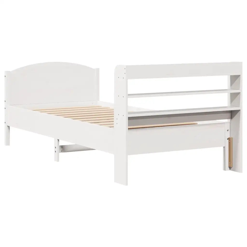 Letto senza Materasso Bianco 75x190 in Legno Massello di Pino 3306991