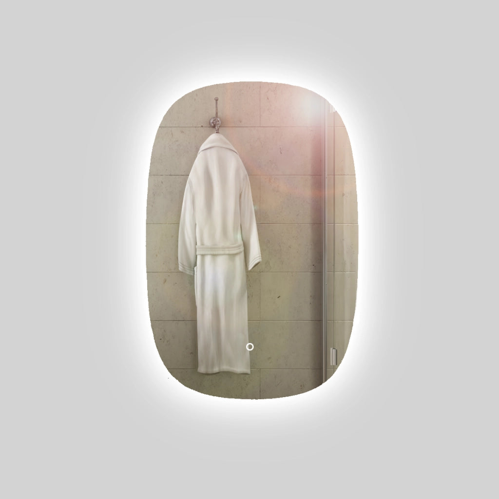 Specchio 5 mm rettangolare stondato retroilluminato interruttore touch *** misure 50x70 cm, tonalità standard 6000-6...