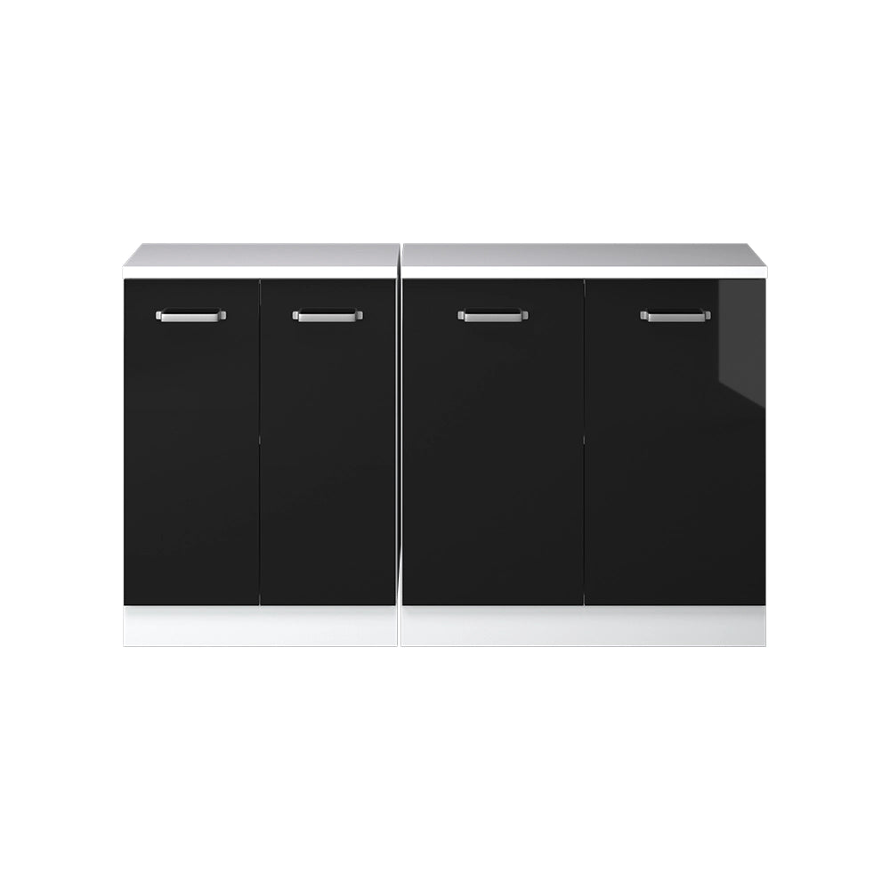Set di mobili sottotetto Rion Nero lucido/Bianco 140 cm Set di 2 carcasse armadio profondità 60 cm Vicco