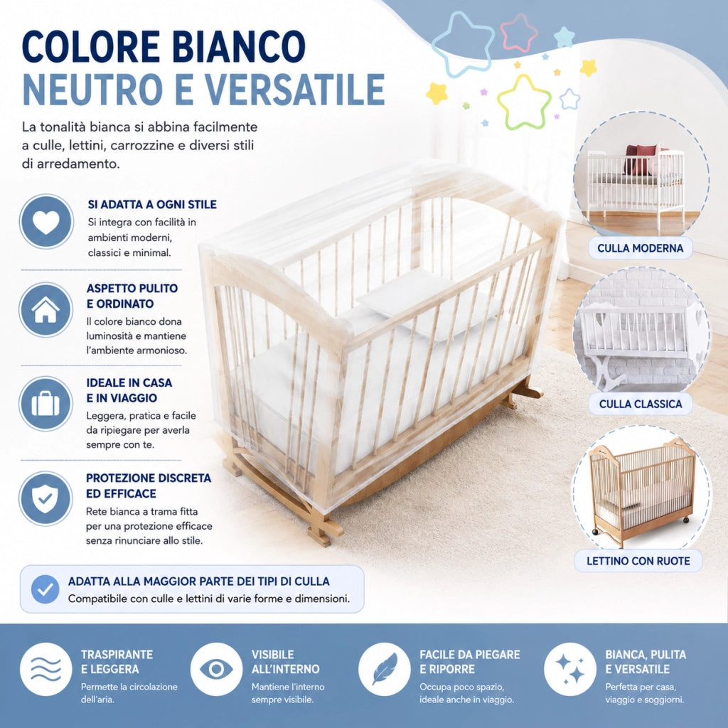 Zanzariera Universale Bianca per Culle Lettini Carrozzine 233207