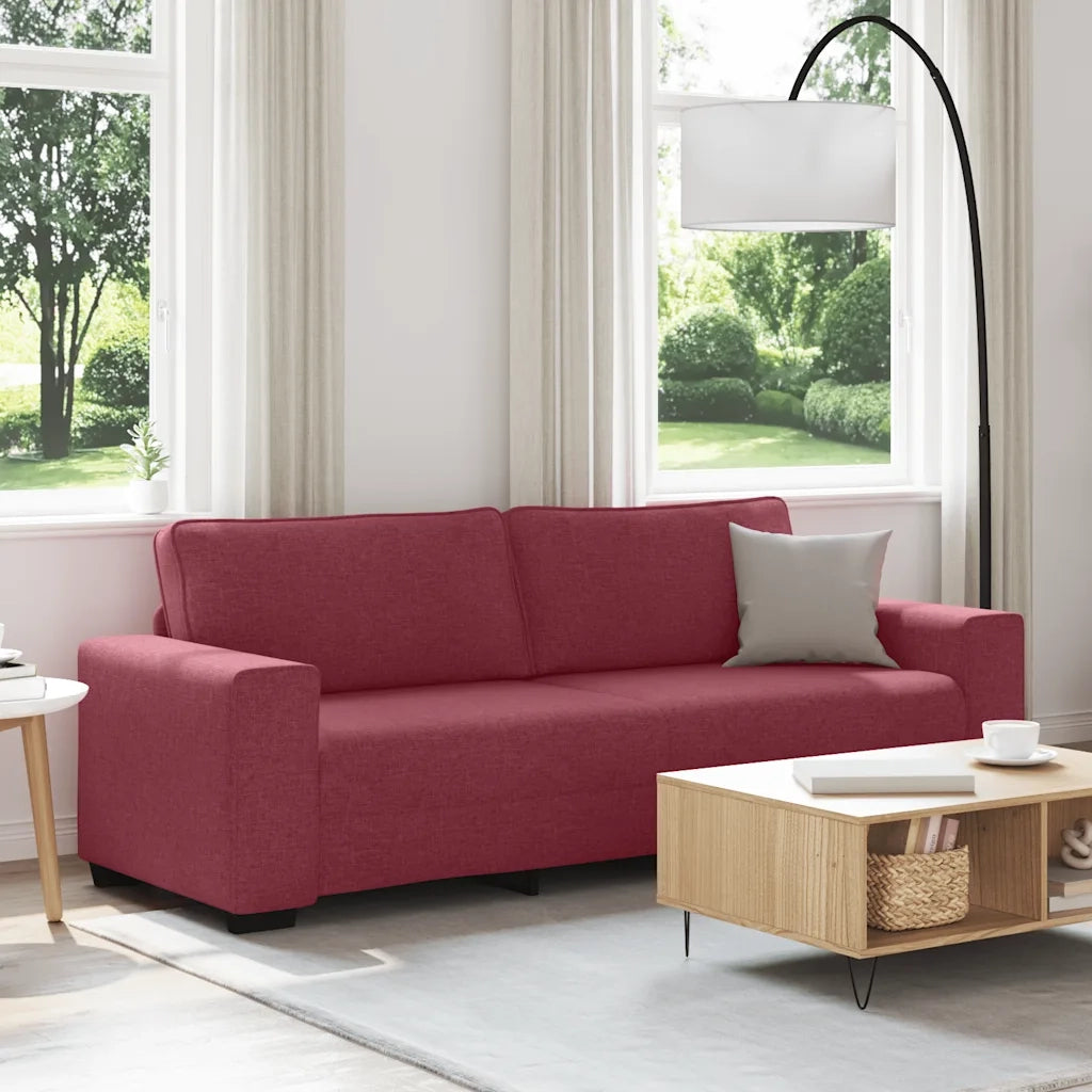 vidaXL Divano a 3 Posti Rosso Vino 180 cm in Tessuto