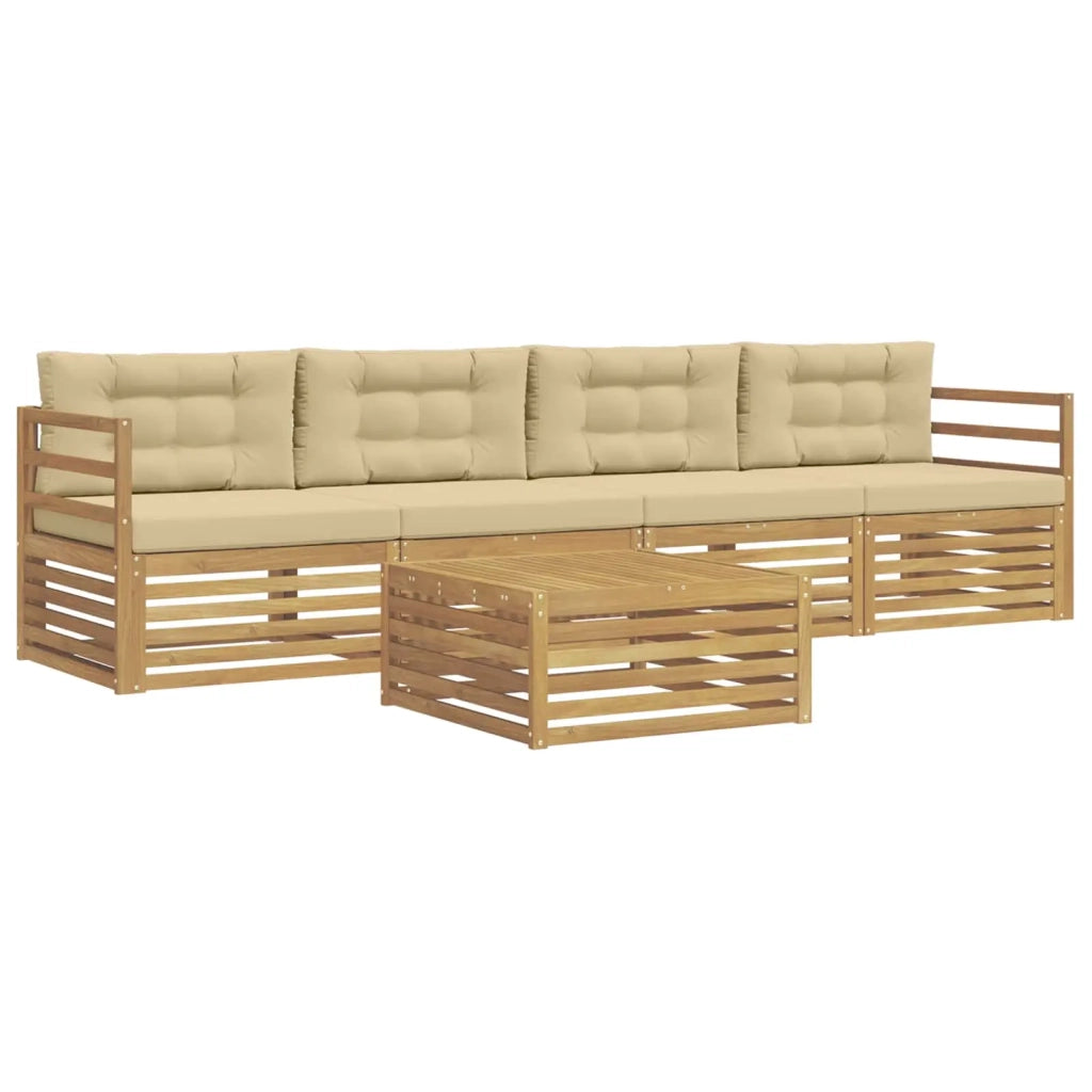 Set di divani da esterno 5 pz Bianco e Beige 3389988