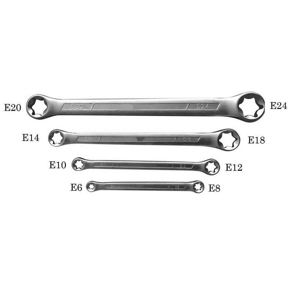 Trade Shop - Set Chiavi Combinate Doppia Testa Torx Femmina 4pz Misure Da E6-e24 Dritte 01004 -