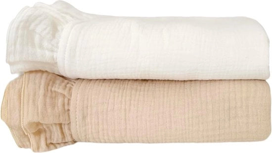 Mousseline ruches deken baby 100% tessuto biologico GOTS, deken per bambino respirante realizzato con tessuto biologico certificato, deken per neonati (100 x 100 cm) (bianco)