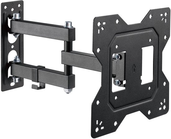 Supporto per schermo TV universale, girevole e inclinabile con braccio a cardano, massimo VESA 200x200 mm, per schermi TV piani e curvi da 23 a 43 pollici, peso massimo 30 kg, nero