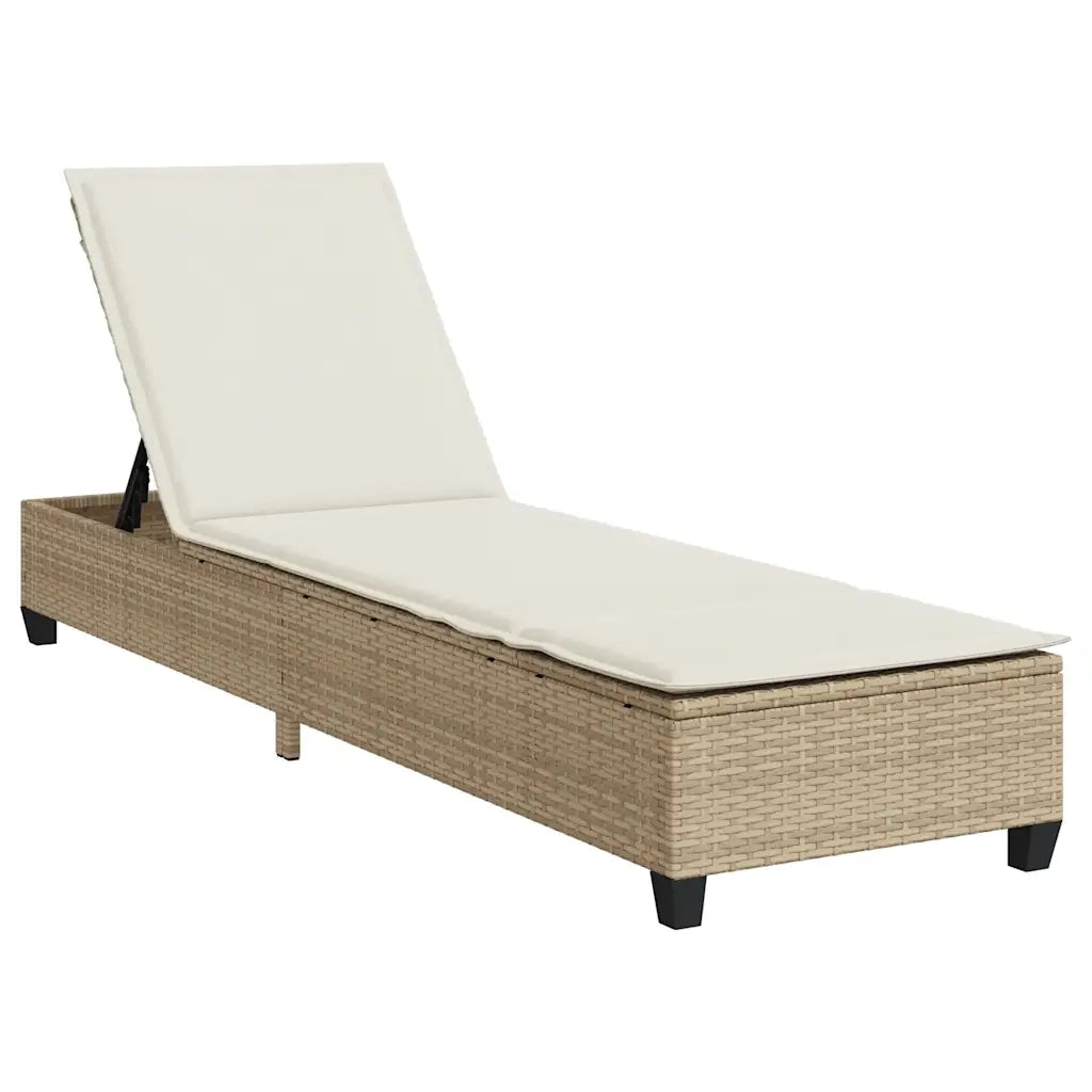 Lettino Prendisole con Cuscini Beige 55x200x25,5cm Polyrattan 4104097