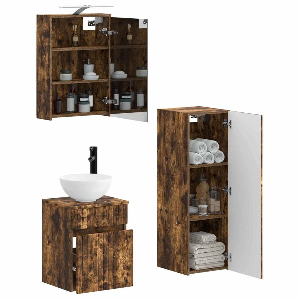 Set di mobili per il bagno 4 pcs Rovere Fumo 3407467