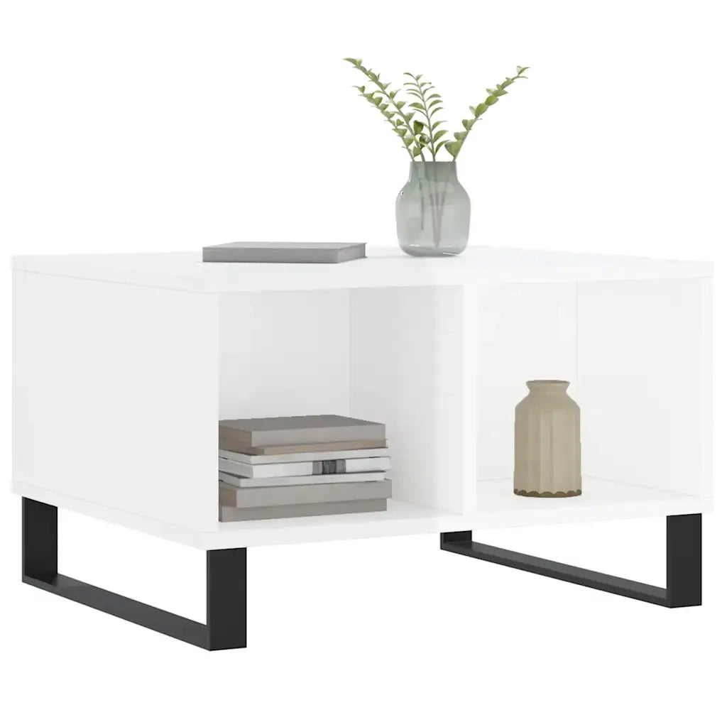 Tavolino Salotto Bianco Lucido 60x50x36,5 cm Legno Multistratocod mxl 118742
