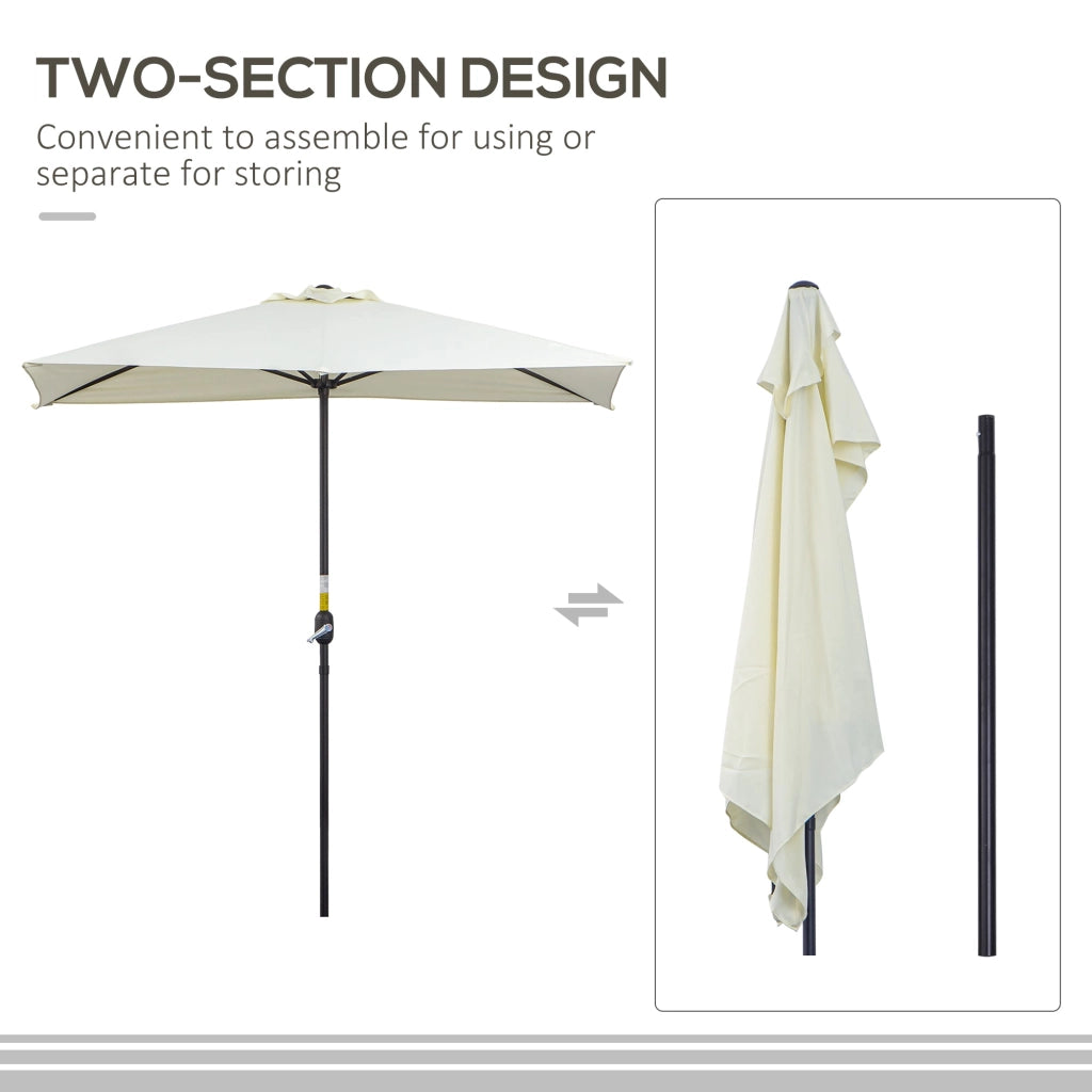 Mezzo Ombrellone da Giardino con Apertura a Manovella  Mezzaluna Beige