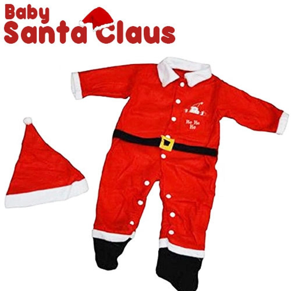 Trade Shop - Vestito Babbo Natale Baby Vestitino Completino Costume Per Bambini Pile Rosso -