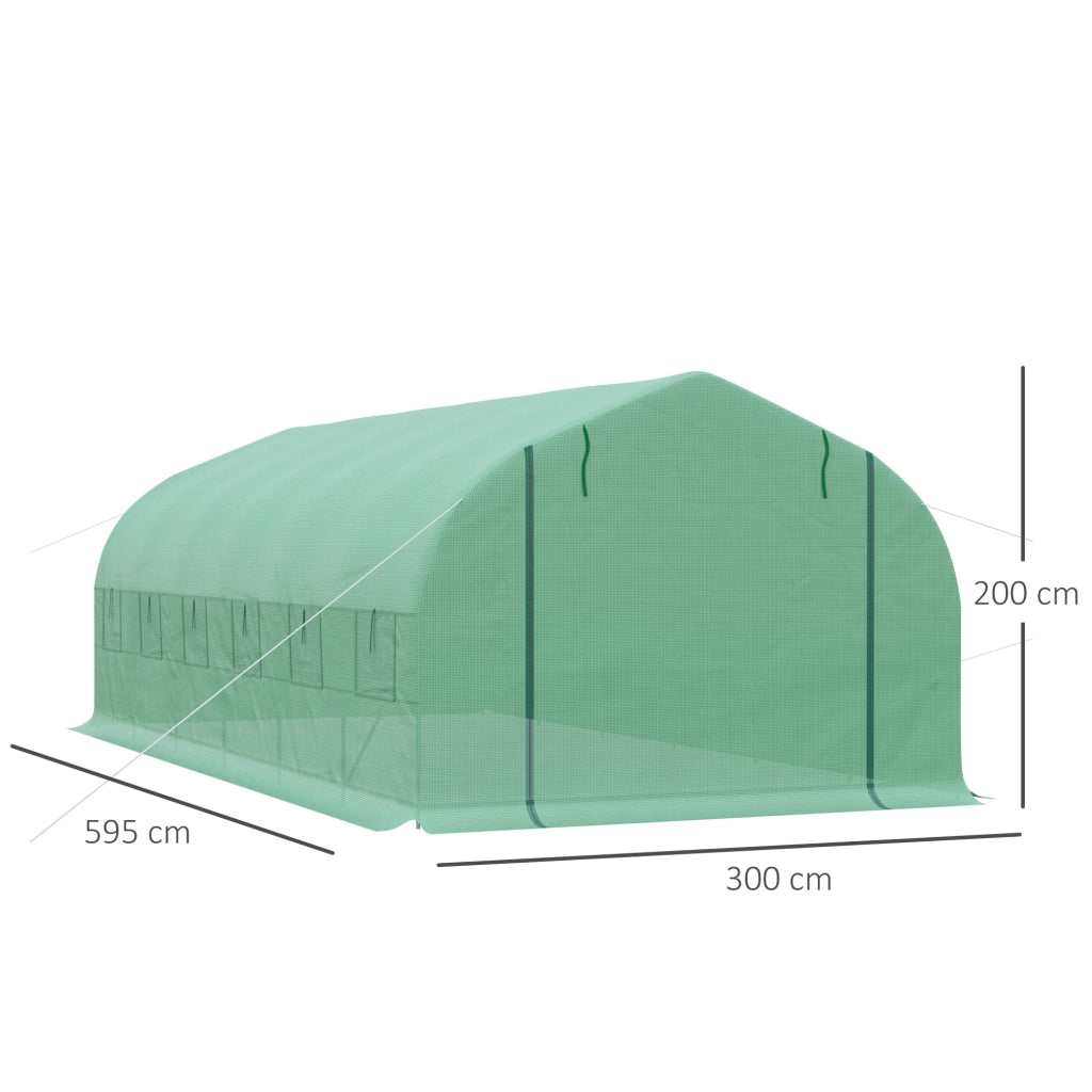 Serra da Giardino Tunnel Grande 6x3x2 m ¨C zephmum ¨C Verde con 12 Finestre e Porta a Zip