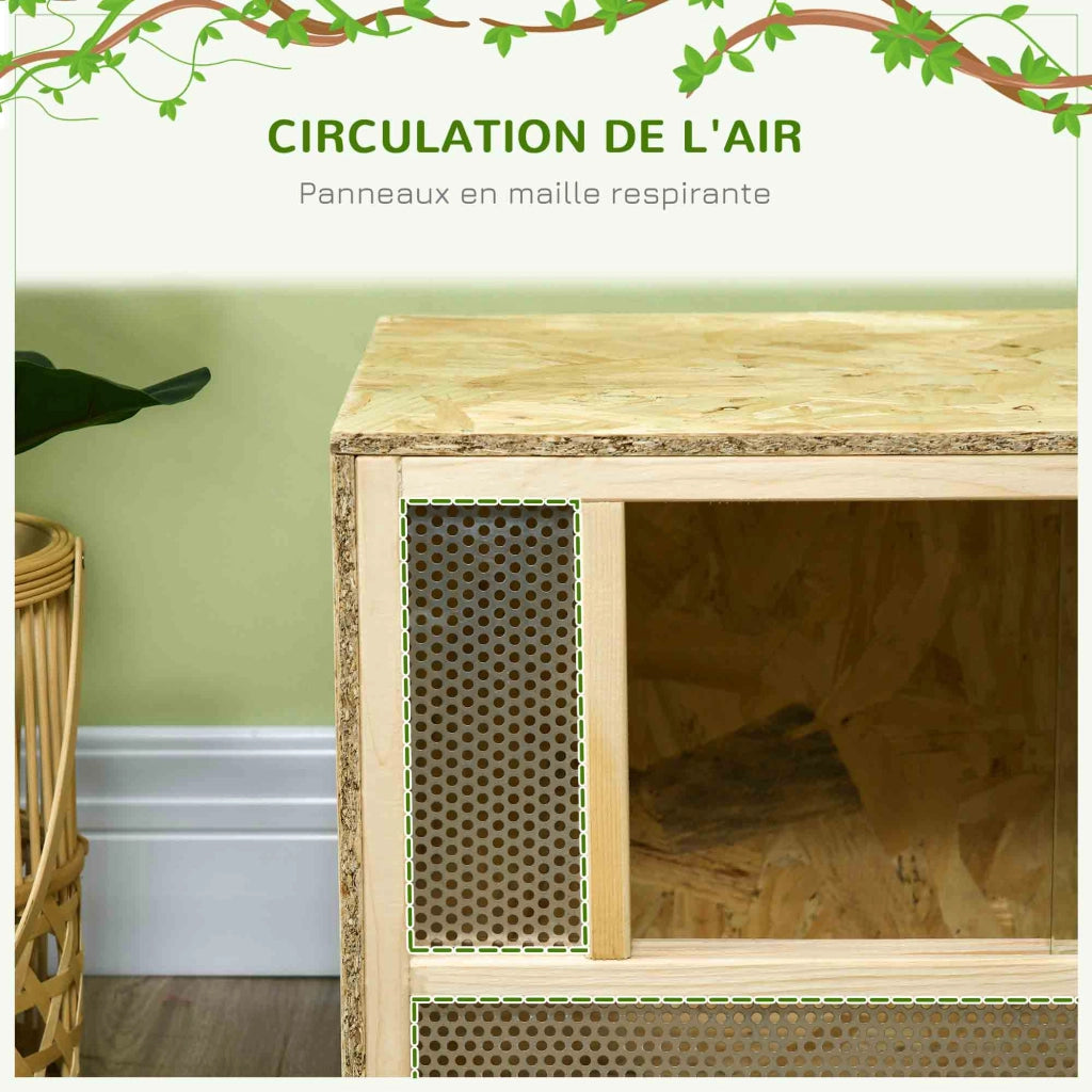 Terrario per Rettili Legno OSB ¨C Zephmum ¨C 80x40x40 Naturale