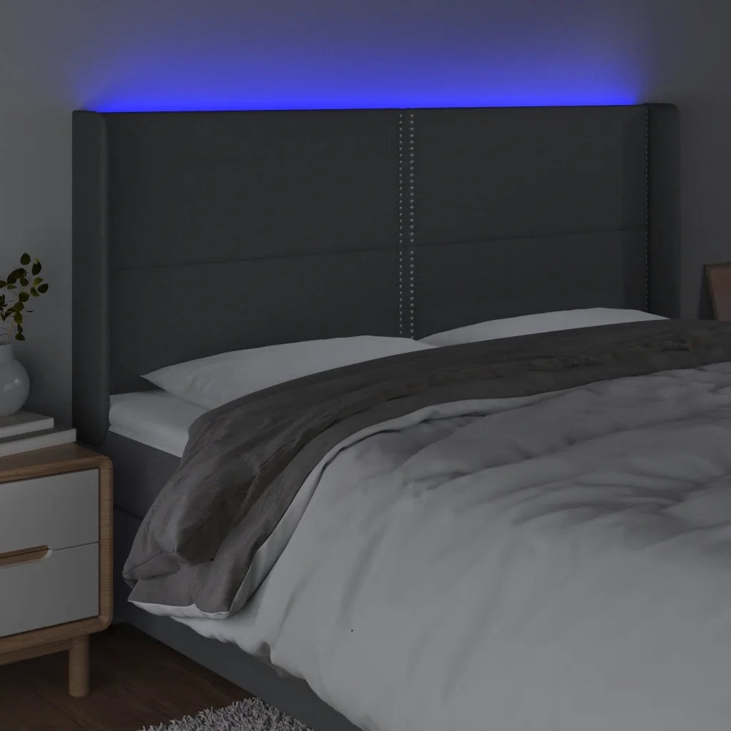 Testiera a LED GrigioScuro 183x16x118/128cm inTessuto 3123923