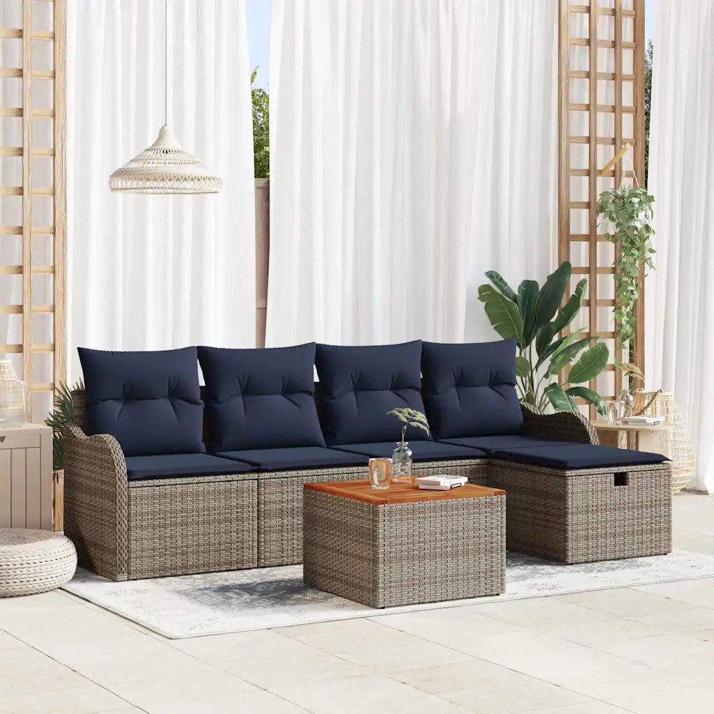Set Divano da Giardino 6 pz Grigio polyrattan 3359479