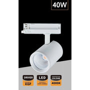 Trade Shop - Faretto Led 40 W Per Binario Track Trifase Faro Luce Naturale 4000k Ip20 Pt4-40w - Bianco