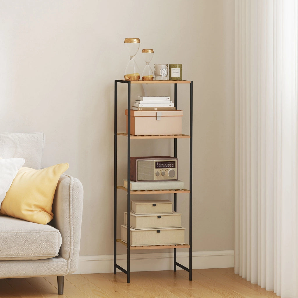 Libreria in bamb¨´ e acciaio con 4 ripiani ¨C zephmum ¨C 36.5x33x110 cm, colore naturale