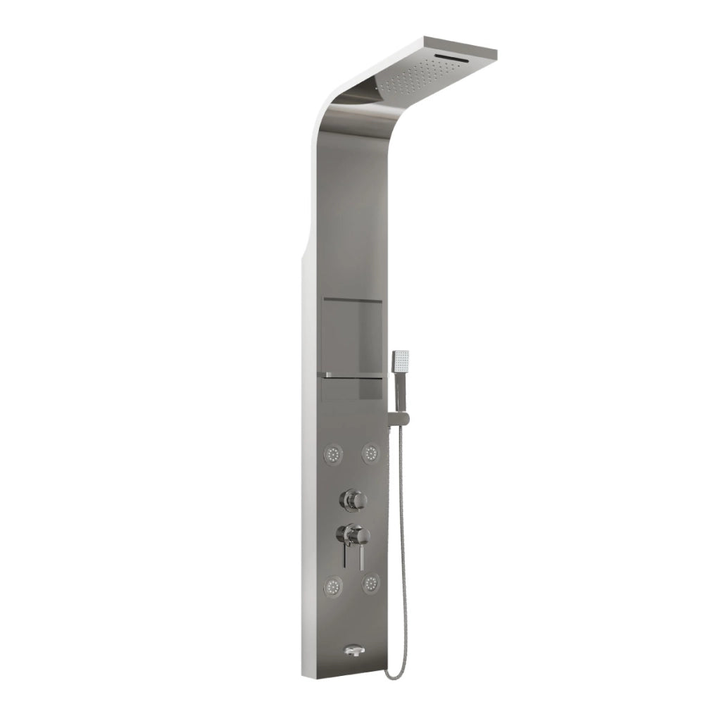 COLONNA PANNELLO DOCCIA IN ACCIAIO INOX CROMATO LUCIDO CON DOCCETTA,FLESSIBILE E GETTI ORIZZONTALI M - CROMATO LUCIDO  - AER