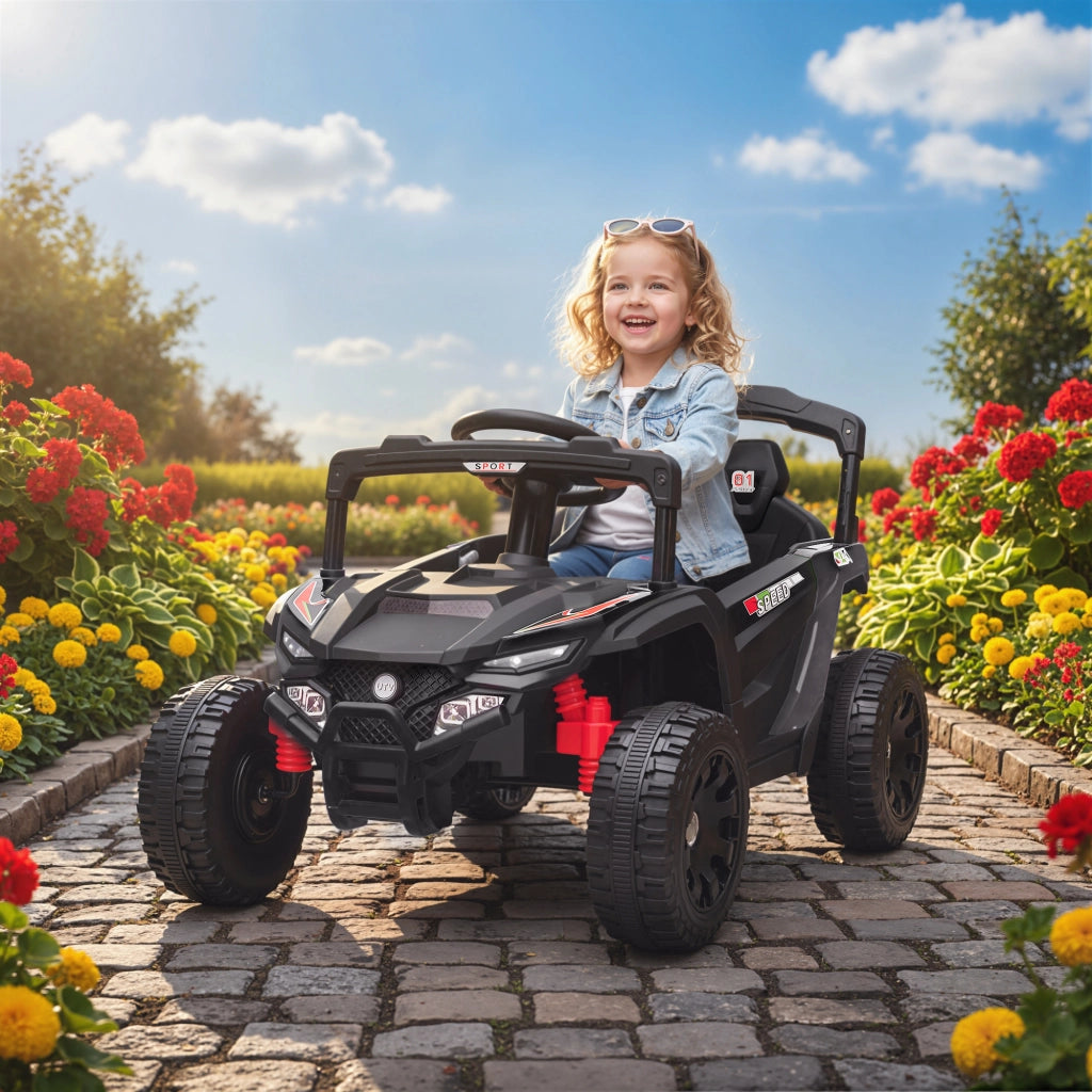 Auto Elettrica Bambini 12V 2 Motori Telecomando Sospensione Luci Musica ¨C Xylo ¨C Nero