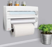 Supporto per rotoli 4 in 1 per cucina dispenser - bianco - 39 x 10 x 25 cm