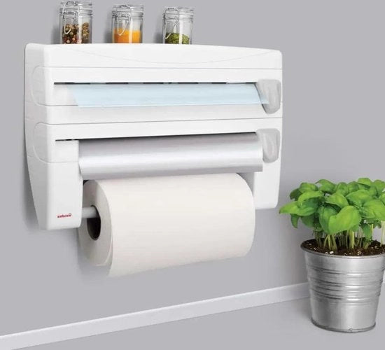 Supporto per rotoli 4 in 1 per cucina dispenser - bianco - 39 x 10 x 25 cm