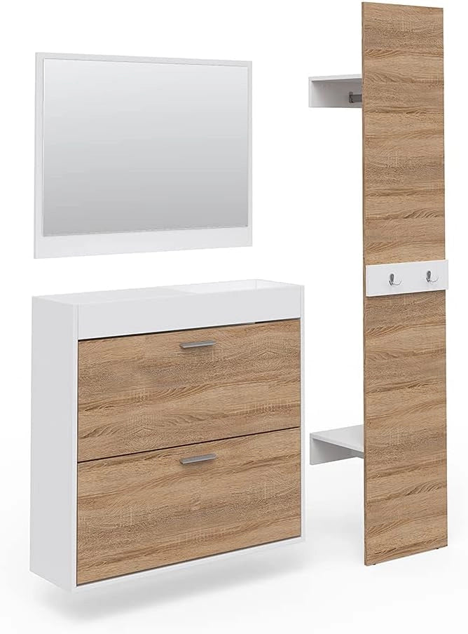 guardaroba per corridoio San Remo - Set guardaroba Specchio Scarpiera Pannello muro