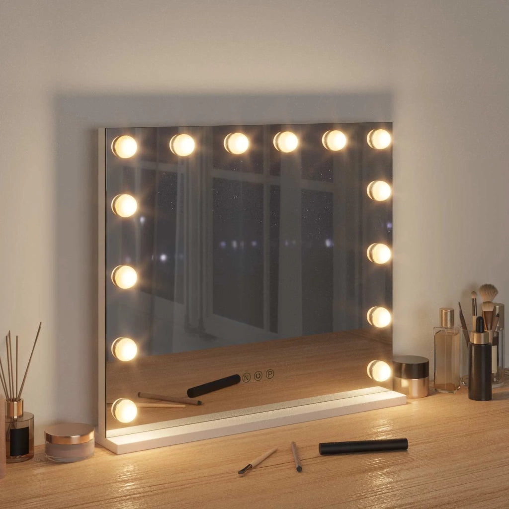 Specchio LED da Vanità Bianco 50 x 10 x 44 cm Vetro e acciaio 42020526