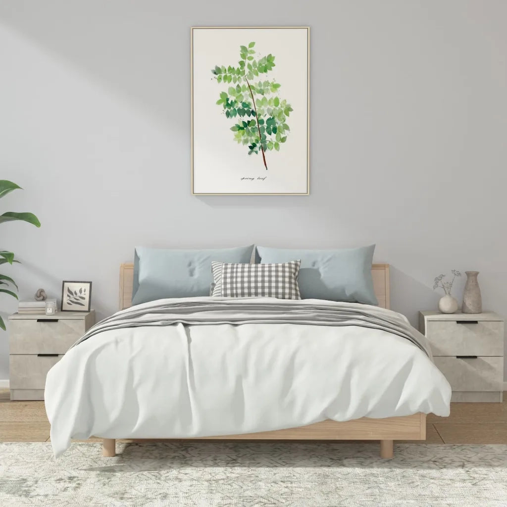 Set di 2 Comodini | Armadio da Notte | Mobiletto da notte Grigio Cemento in Legno Multistrato