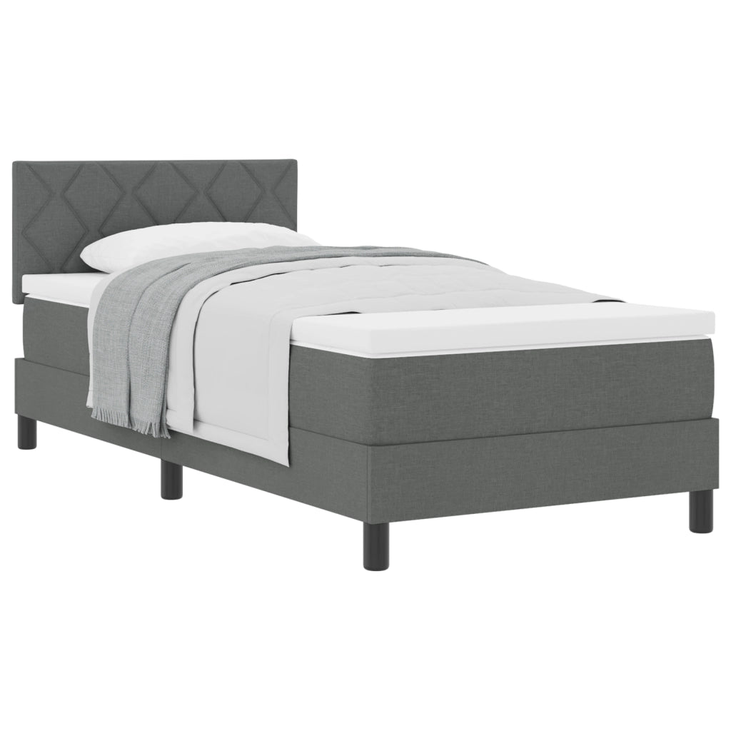 Letto a Molle con Materasso Grigio Scuro 100x200 cm Tessuto