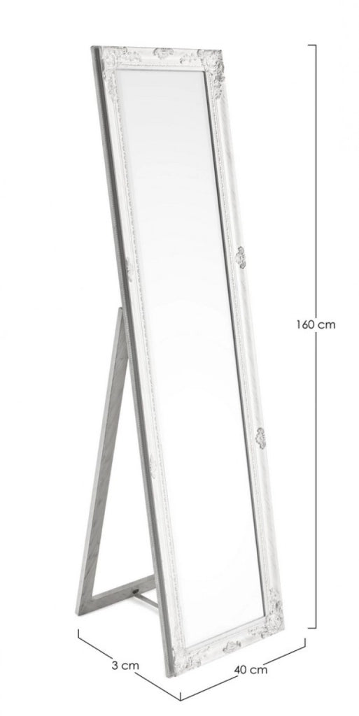 Specchio da Terra Legno Bianco Rustico Interno 40x160 cm - HALL