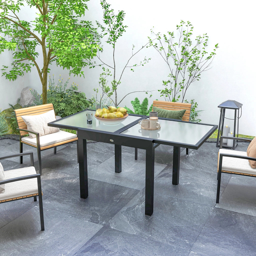 Tavolo da giardino estensibile da esterno Tavolo buffet estesibile; impermeabile; 160 cm × 80 cm × 75 cm; nero