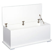 PANCA CONTENITORE MULTIUSO IN LEGNO MDF APERTURA CON BLOCCO DI SICUREZZA, 81X40X46 CM BIANCO