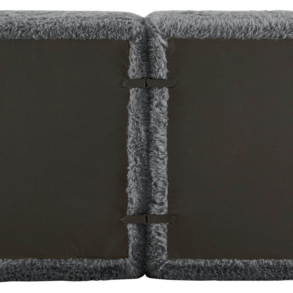 Divano modulare senza montaggio in tessuto plush grigio 204x179x73 cm con seduta ampia