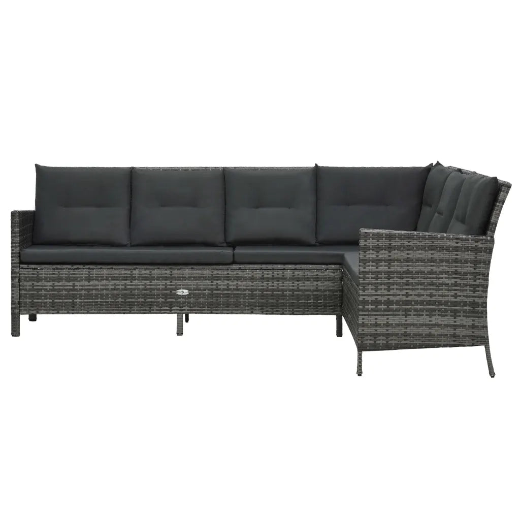 Set Divani da Giardino 3 pz con Cuscini in Polyrattan Grigio cod mxl 35153