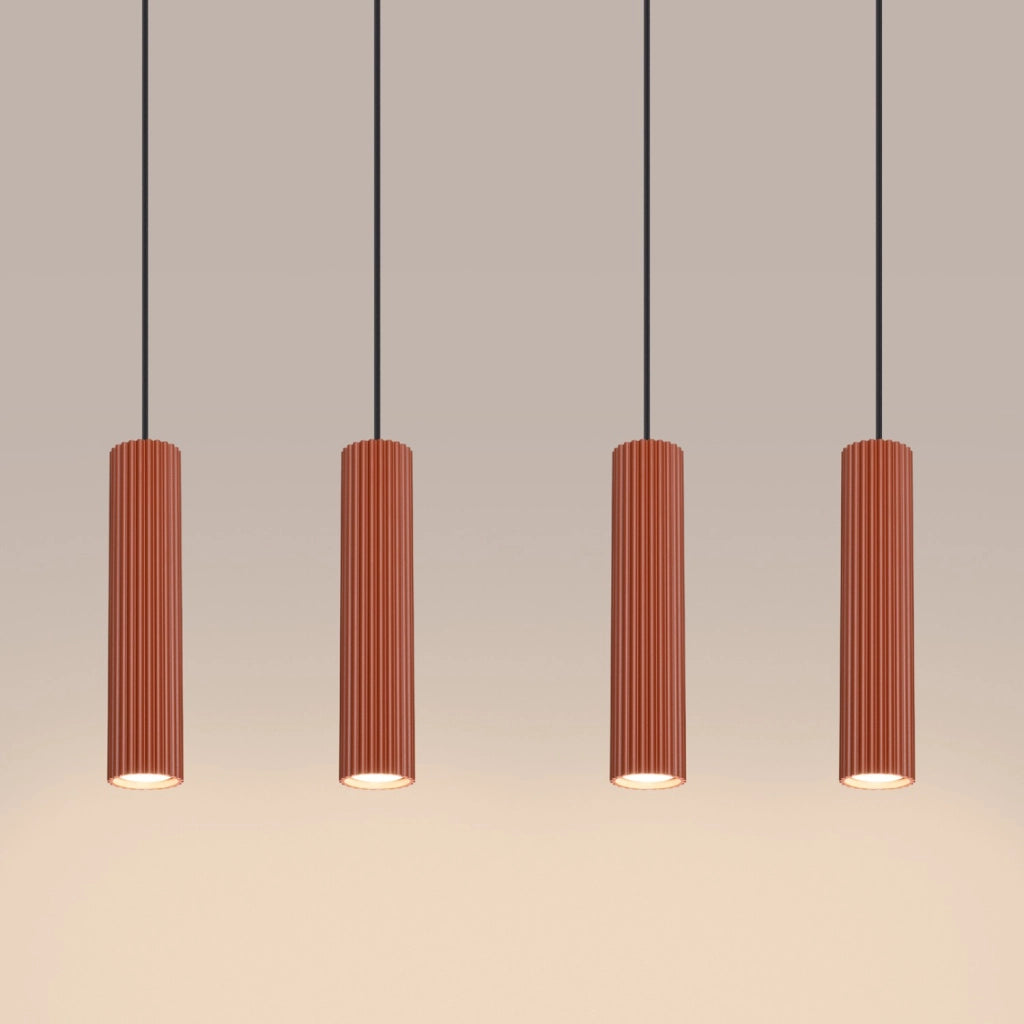 Lampada a sospensione KARBON 4L ocra rossa