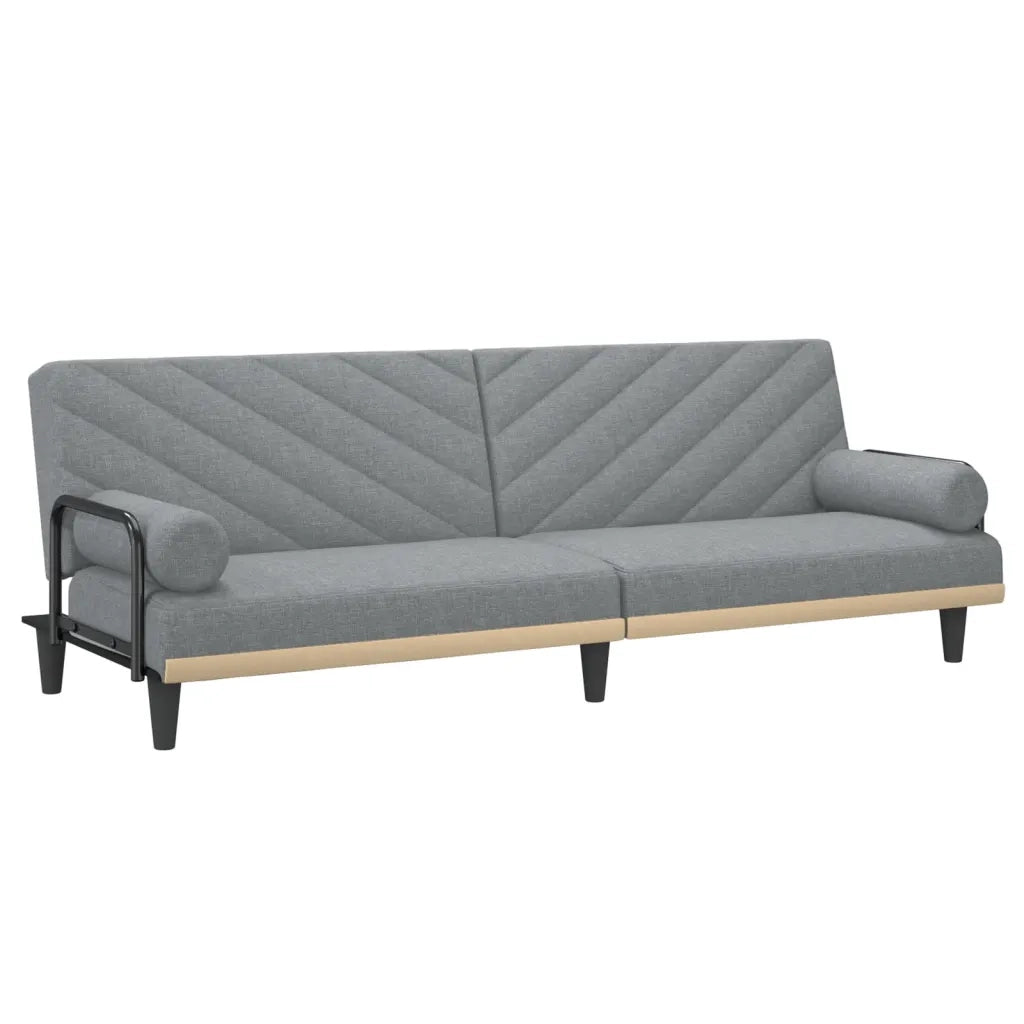 Divano Letto con Braccioli Grigio Chiaro in Tessuto 351931