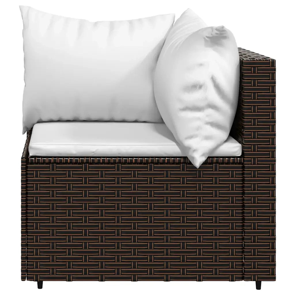 Set Mobili da Giardino 4 pz con Cuscini in Polyrattan Marrone CFW7012005