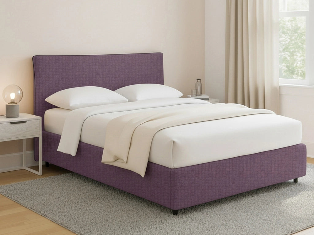 Crewe, Letto Matrimoniale Sfoderabile Made in Italy, Viola Lilla
