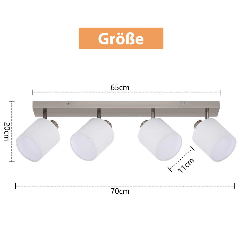 ZMH Faretto da soffitto 4 luci argento E14 orientabili 350° moderno per cucina corridoio senza lampadina