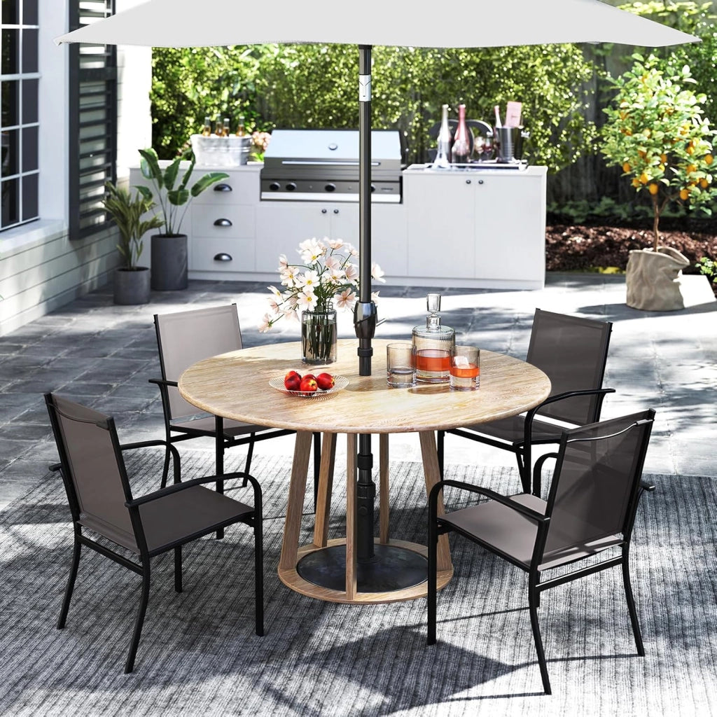 Set di 2/4 Sedie da Pranzo per Esterni, Sedia da Giardino Impilabili con Tessuto Traspirante, Braccioli, Schienale Alto e Telaio in Metallo, Portata 150 kg (Grigio,2)