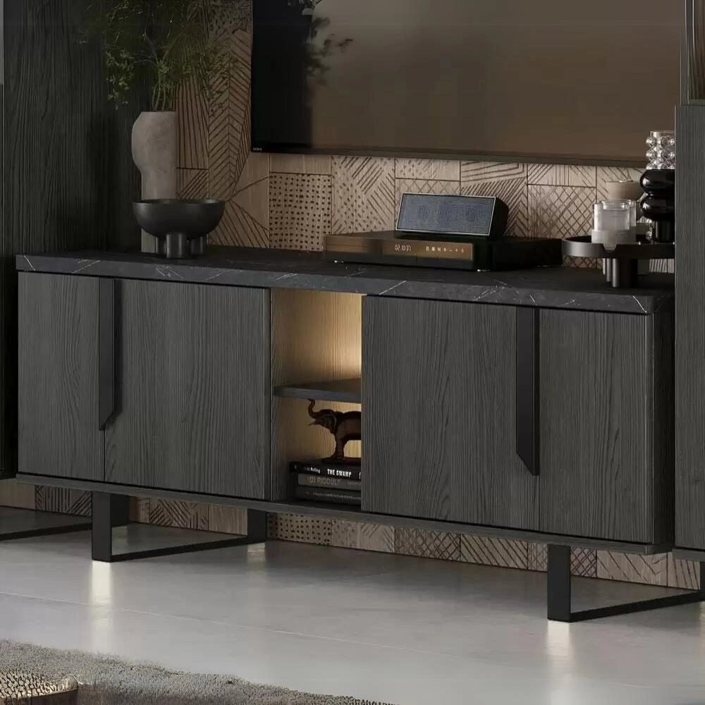 Mobile porta Tv 4 ante Zaira 165x49x60h palissandro nero